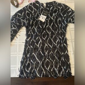 Zara Black and Silver Sequin Dress